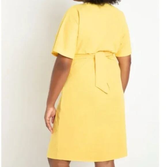 NEW Eloquii yellow Cross‎ Front Flutter Sleeve Dress, size 24 - Picture 2 of 16
